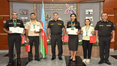 İdman yarışlarında uğur qazanmış FHN əməkdaşları ilə görüş keçirilib