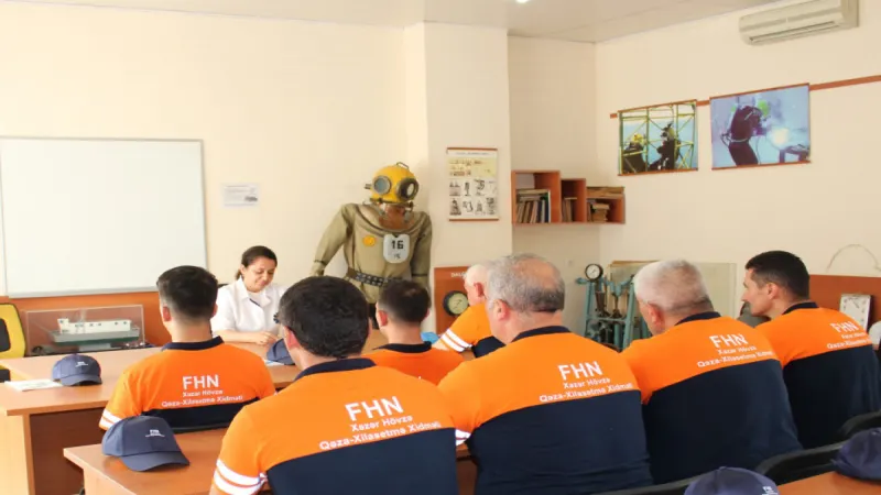FHN-in Xəzər Hövzə Qəza-Xilasetmə Xidmətində təlim-məşğələ keçirilib