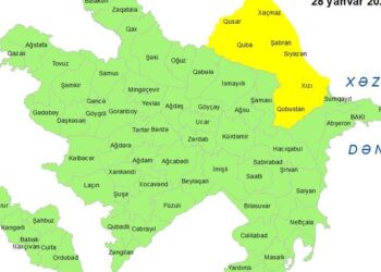 Küləkli hava şəraiti ilə bağlı sarı xəbərdarlıq verildi