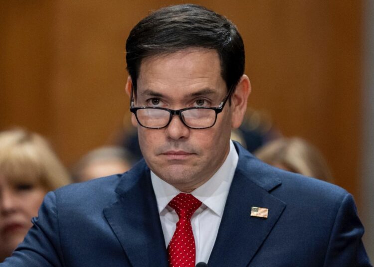 Sen. Marco Rubio, R-Fla., President-elect Donald Trump's choice to be Secretary of State, appears before the Senate Foreign Relations Committee for his confirmation hearing, at the Capitol in Washington, Wednesday, Jan. 15, 2025. (AP Photo/Alex Brandon)