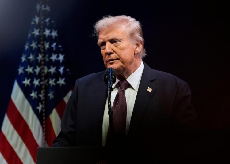 President Donald Trump speaks at a hearing of the Religious Liberty Commission at the Museum of the Bible, Monday, Sept. 8, 2025, in Washington. (AP Photo/Alex Brandon)