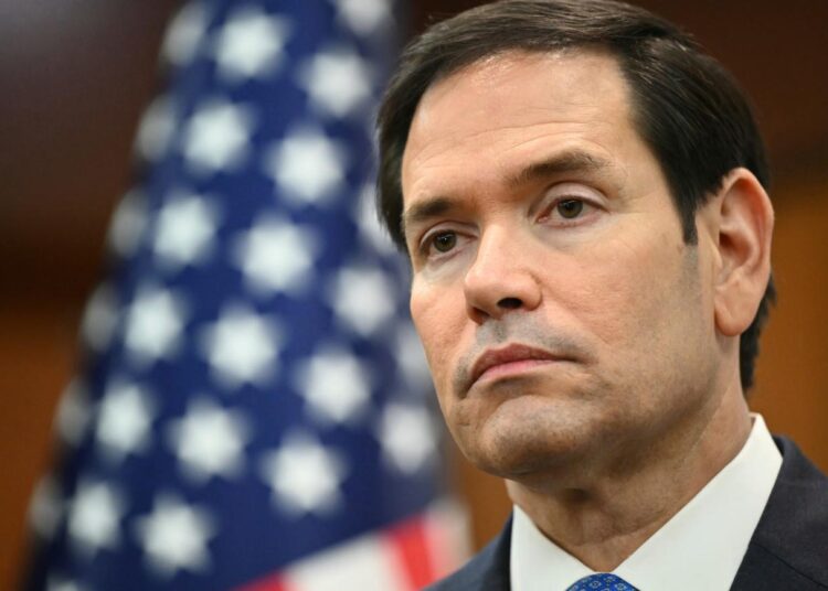 U.S. Secretary of State Marco Rubio gives a media briefing during the ASEAN Foreign Ministers' Meeting at the Convention Centre in Kuala Lumpur Friday, July 11, 2025. (Mandel Ngan/Pool Photo via AP)