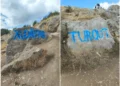 Şuşada bəzi turistlər qaya daşlarının üzərini yazıblar