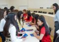 Azərbaycanın qadın futbolçuları Qarabağ Universitetində tələbələrlə görüşüblər